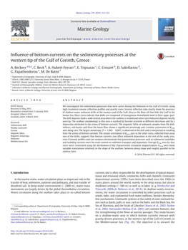 Influence of Bottom Currents on the Sedimentary Processes At