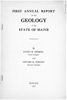 GEOLOGY of the STATE of MAINE