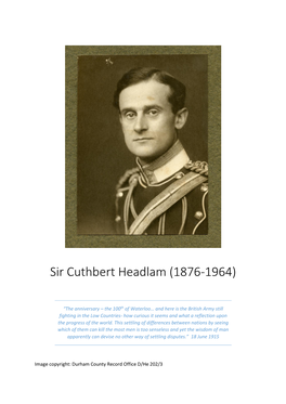 Sir Cuthbert Headlam (1876-1964)
