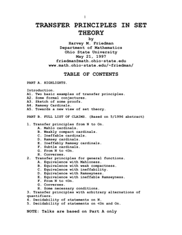 TRANSFER PRINCIPLES in SET THEORY by Harvey M