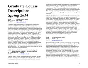 Graduate Course Descriptions Spring 2014