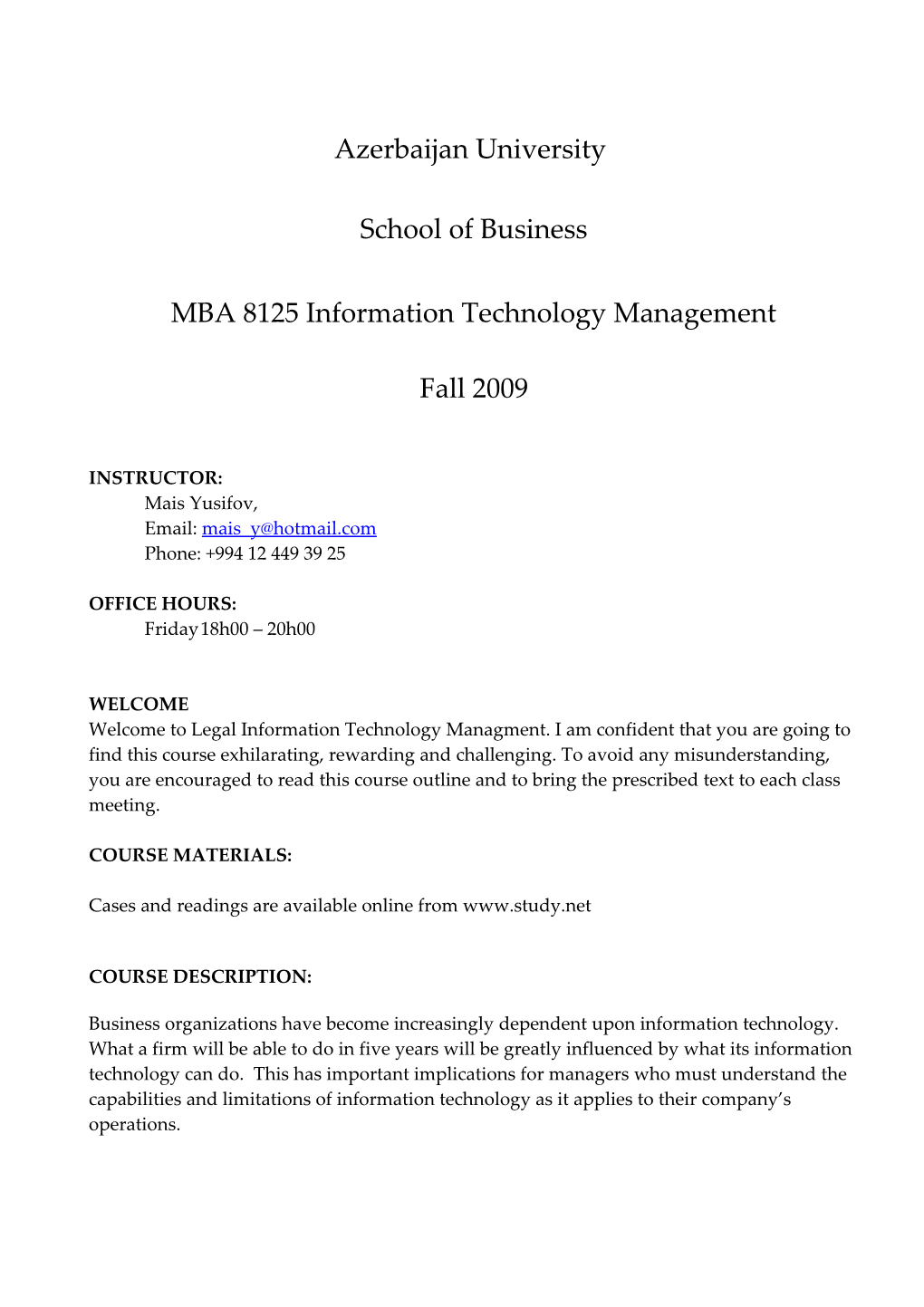 Information Technology Management