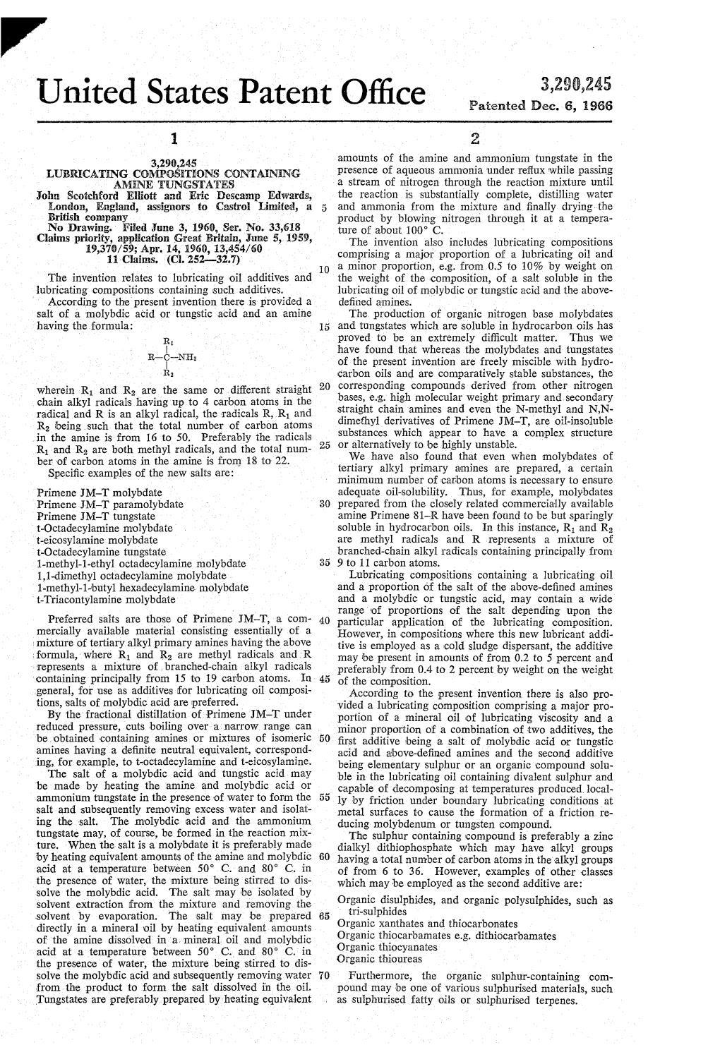 United States Patent Office Patiented Dec