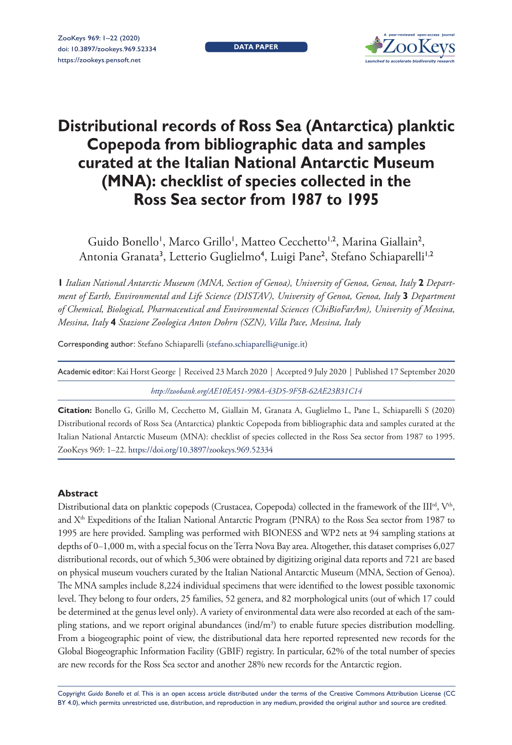 Distributional Records of Ross Sea (Antarctica) Planktic