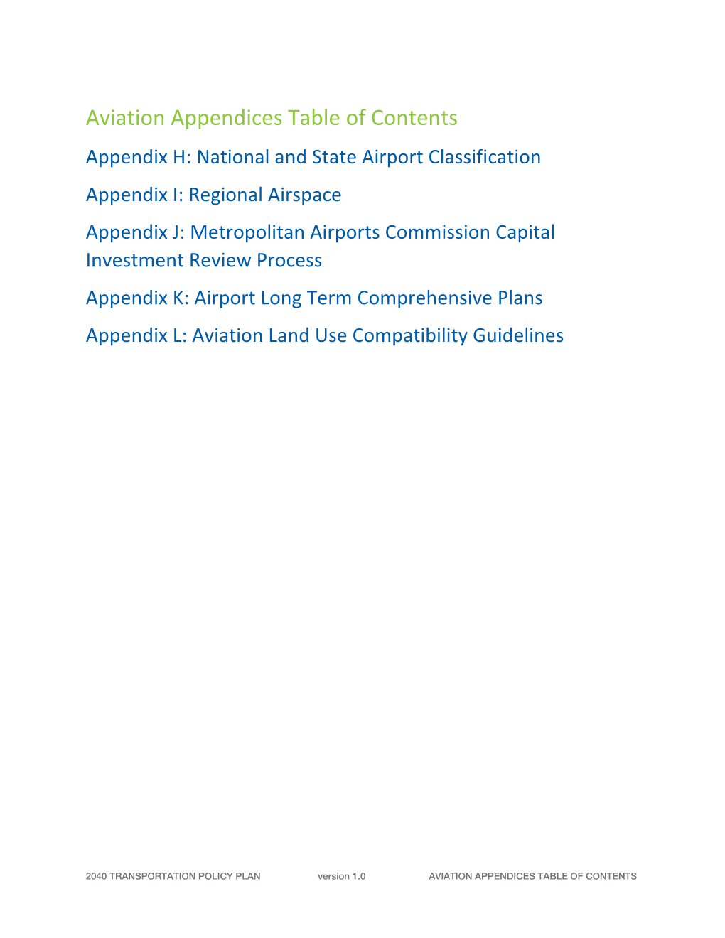 Aviation Appendices