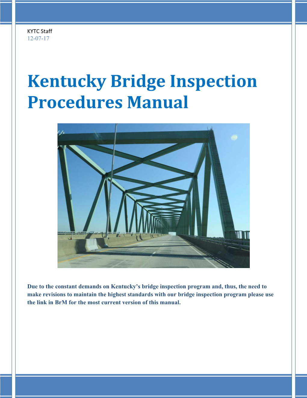 Kentucky Bridge Inspection Procedures Manual