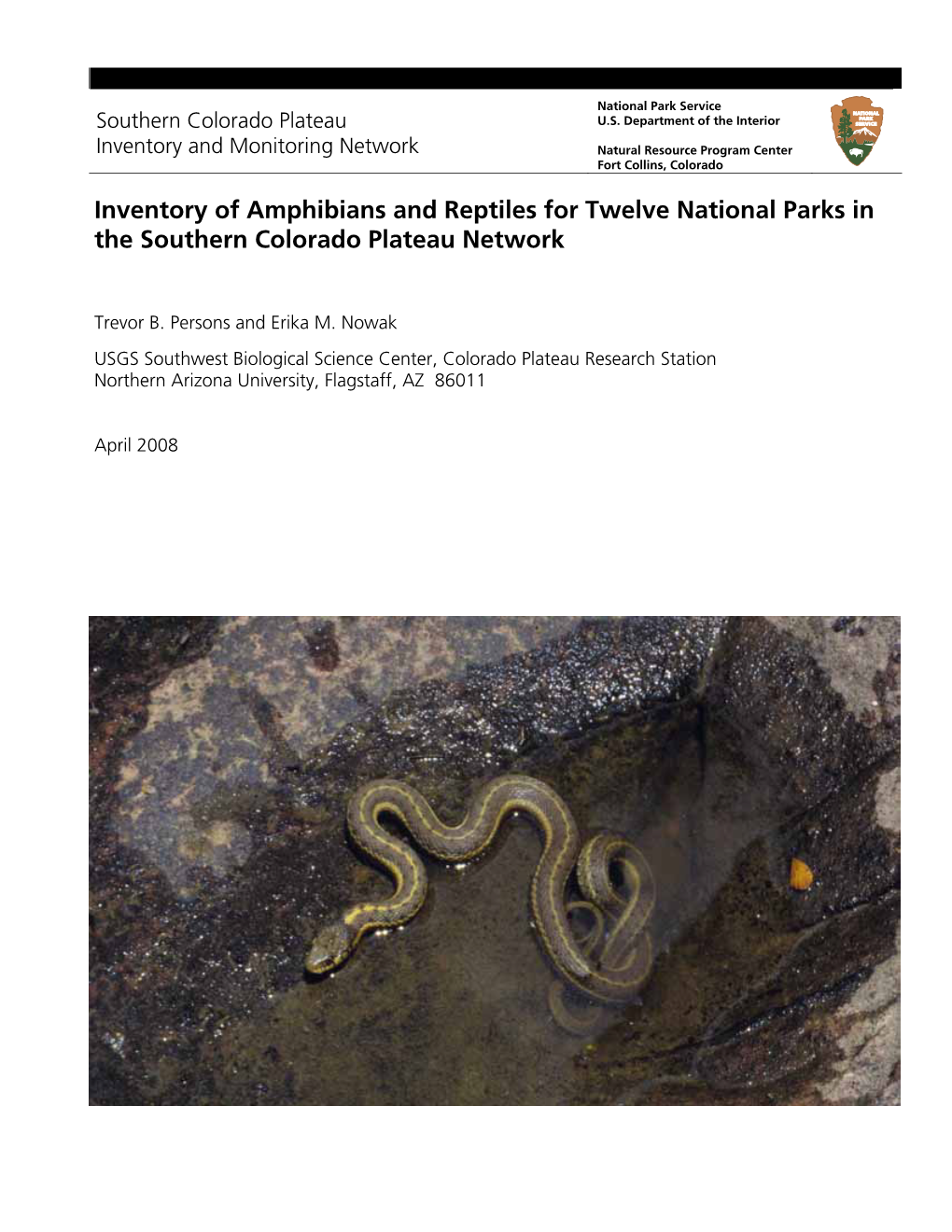 Inventory of Amphibians and Reptiles for Twelve National Parks in the Southern Colorado Plateau Network