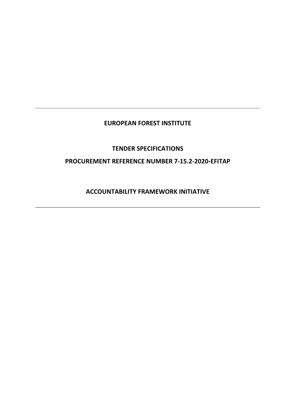 European Forest Institute Tender Specifications