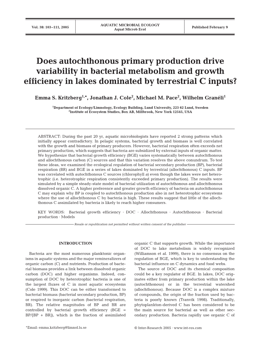 Aquatic Microbial Ecology 38:103