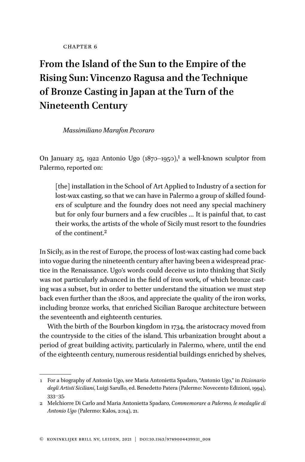 Vincenzo Ragusa and the Technique of Bronze Casting in Japan at the Turn of the Nineteenth Century