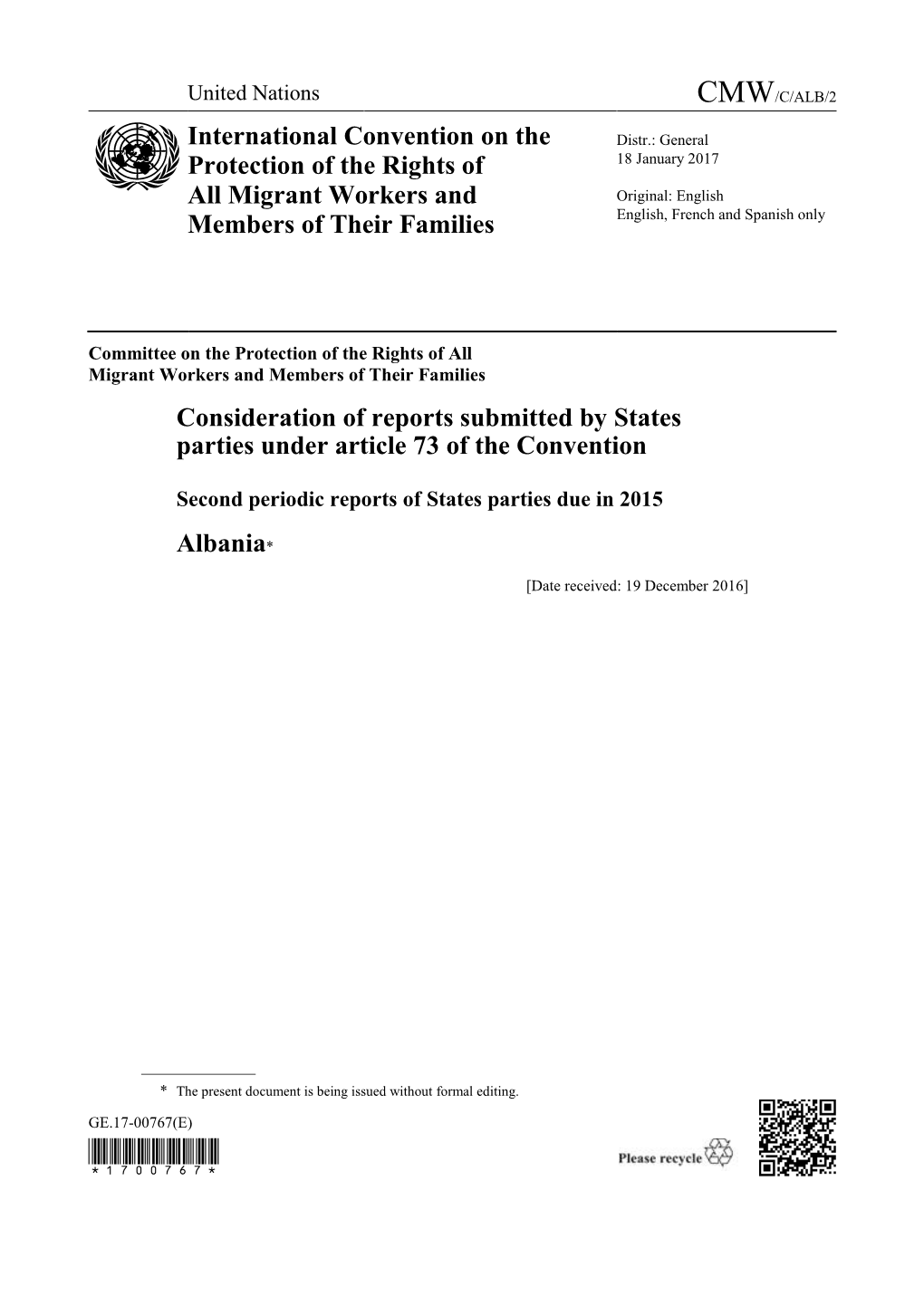 Consideration of Reports Submitted by States Parties Under Article 73 of the Convention