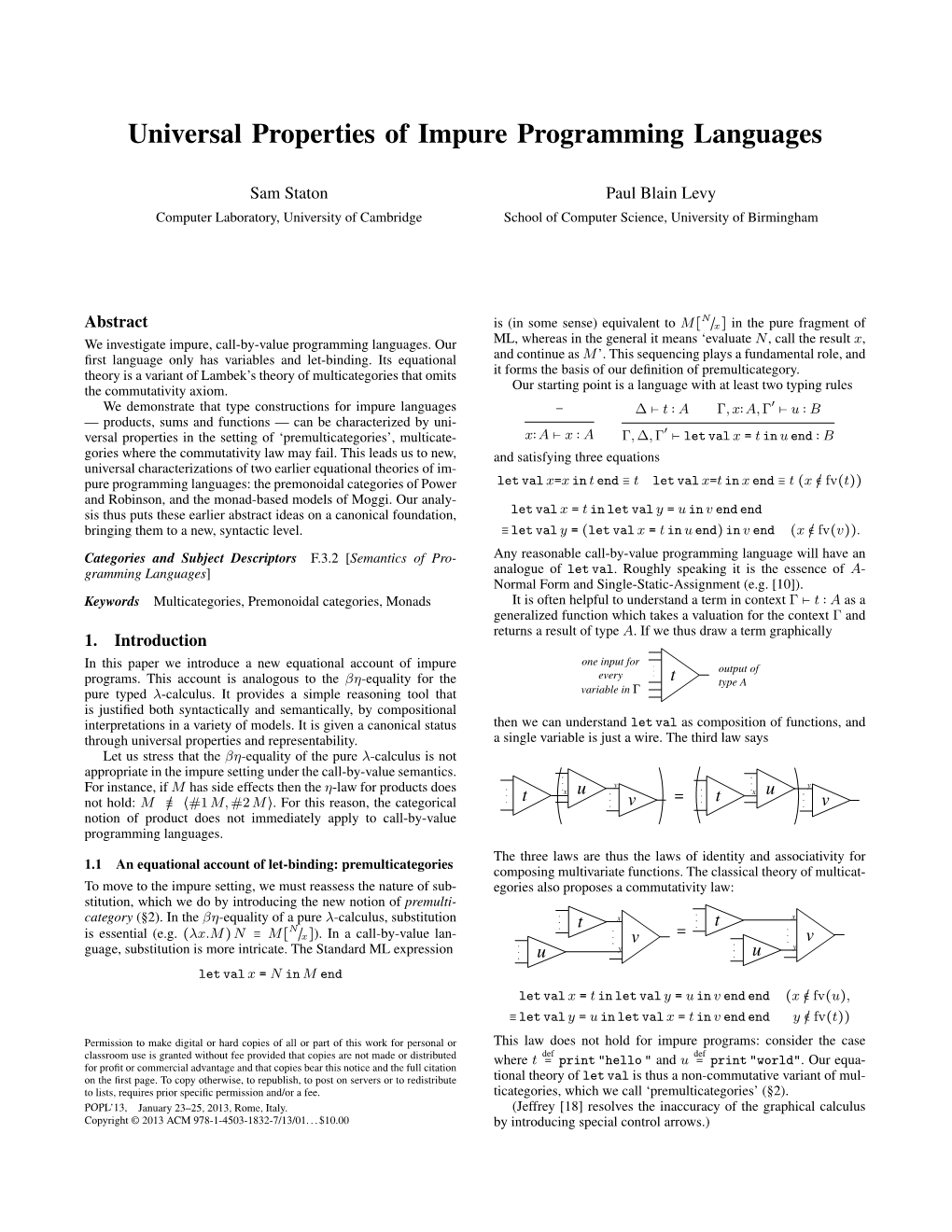 Universal Properties of Impure Programming Languages