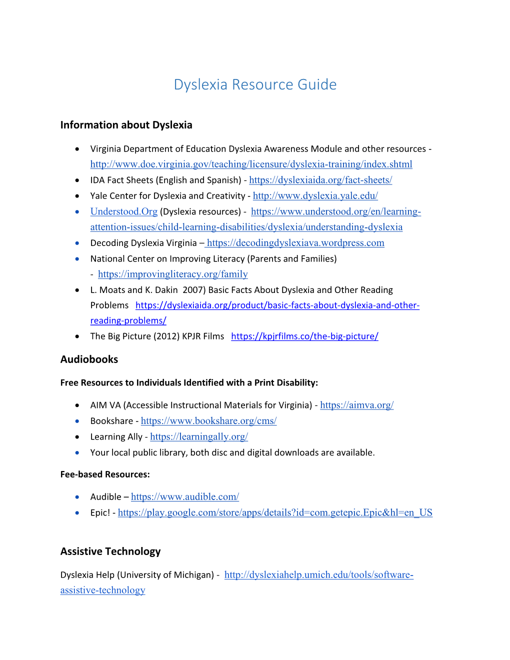 Dyslexia Friendly Libraries Resource Guide