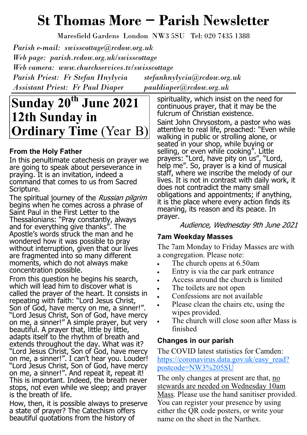 St Thomas More − Parish Newsletter