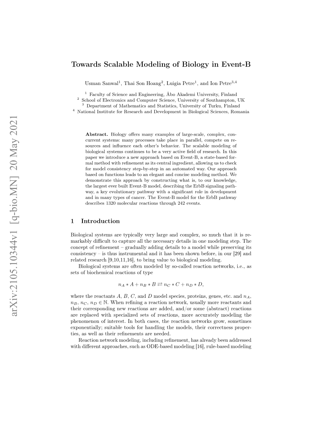 Towards Scalable Modeling of Biology in Event-B 3