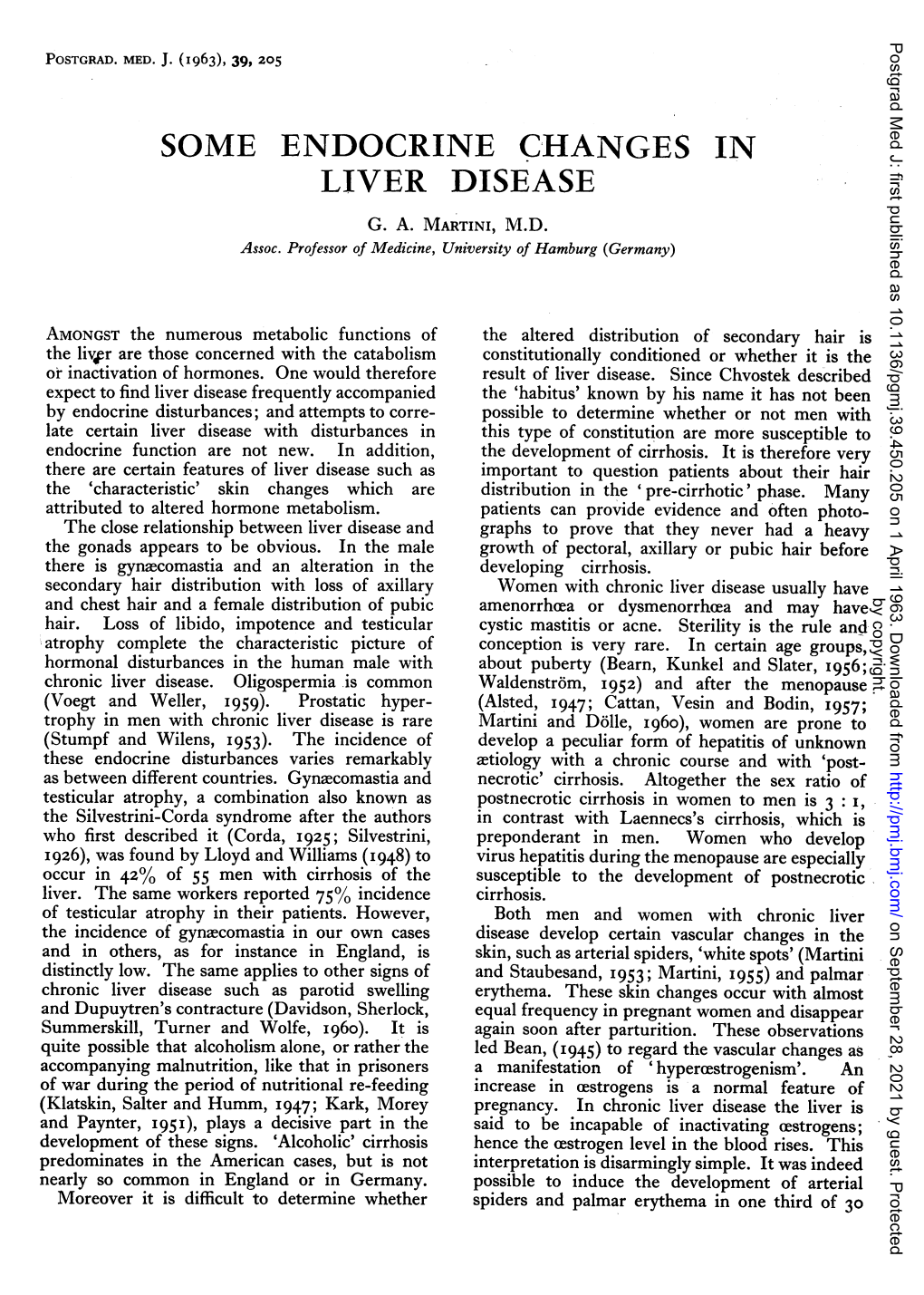 Some Endocrine Changes in Liver Disease G