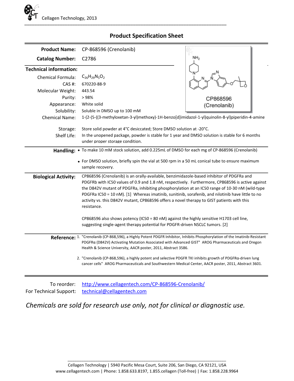 Product Specification Sheet