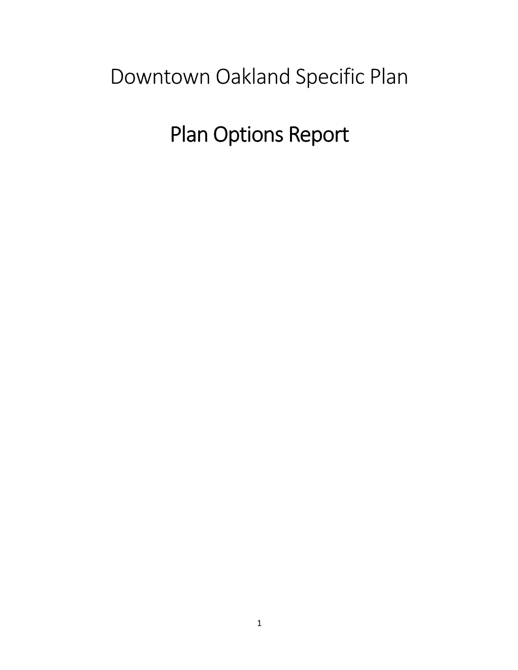 Downtown Oakland Specific Plan Plan Options Report