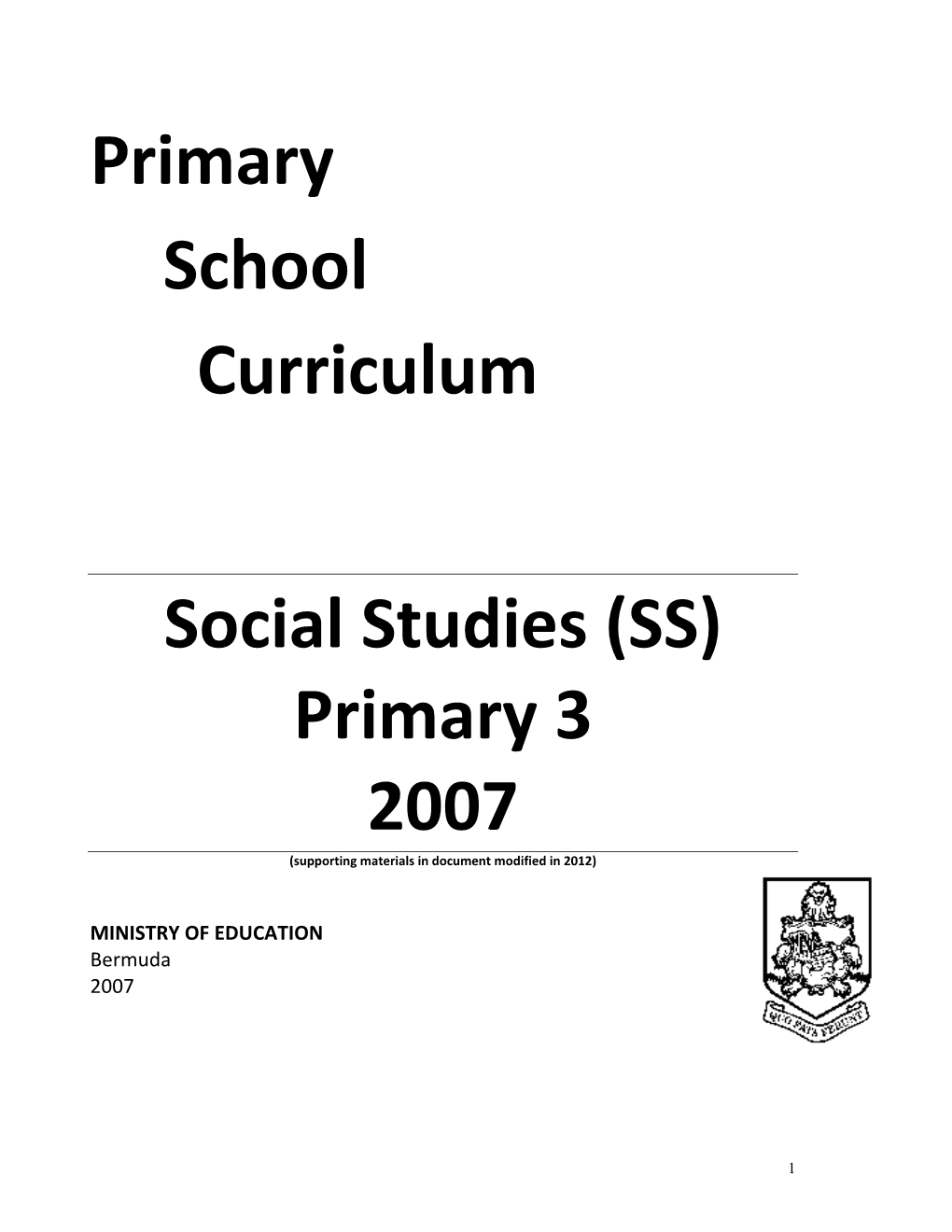 Primary School Curriculum Social Studies (SS)