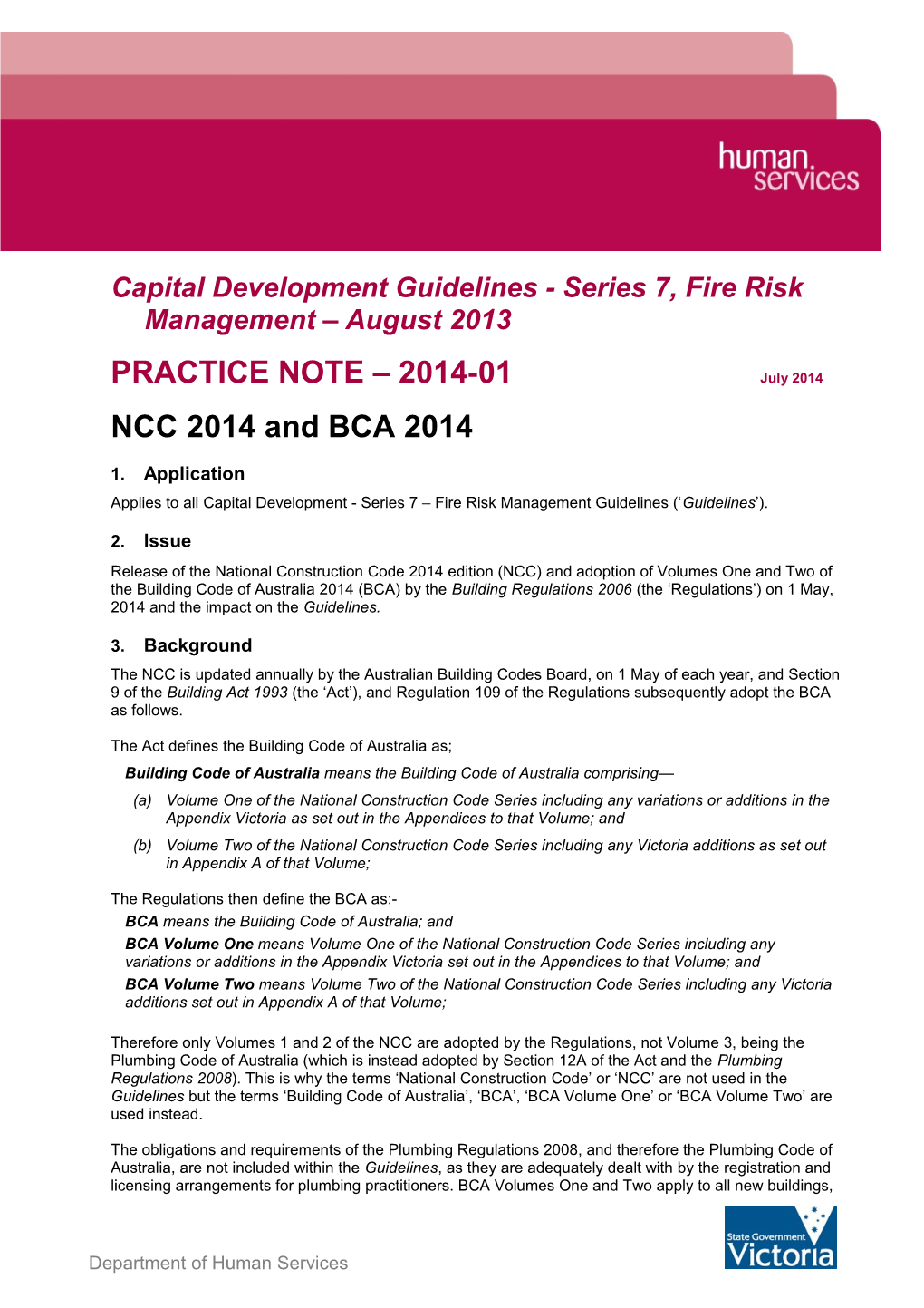 Practice Note 2014-01-NCC 2014 and BCA 2014