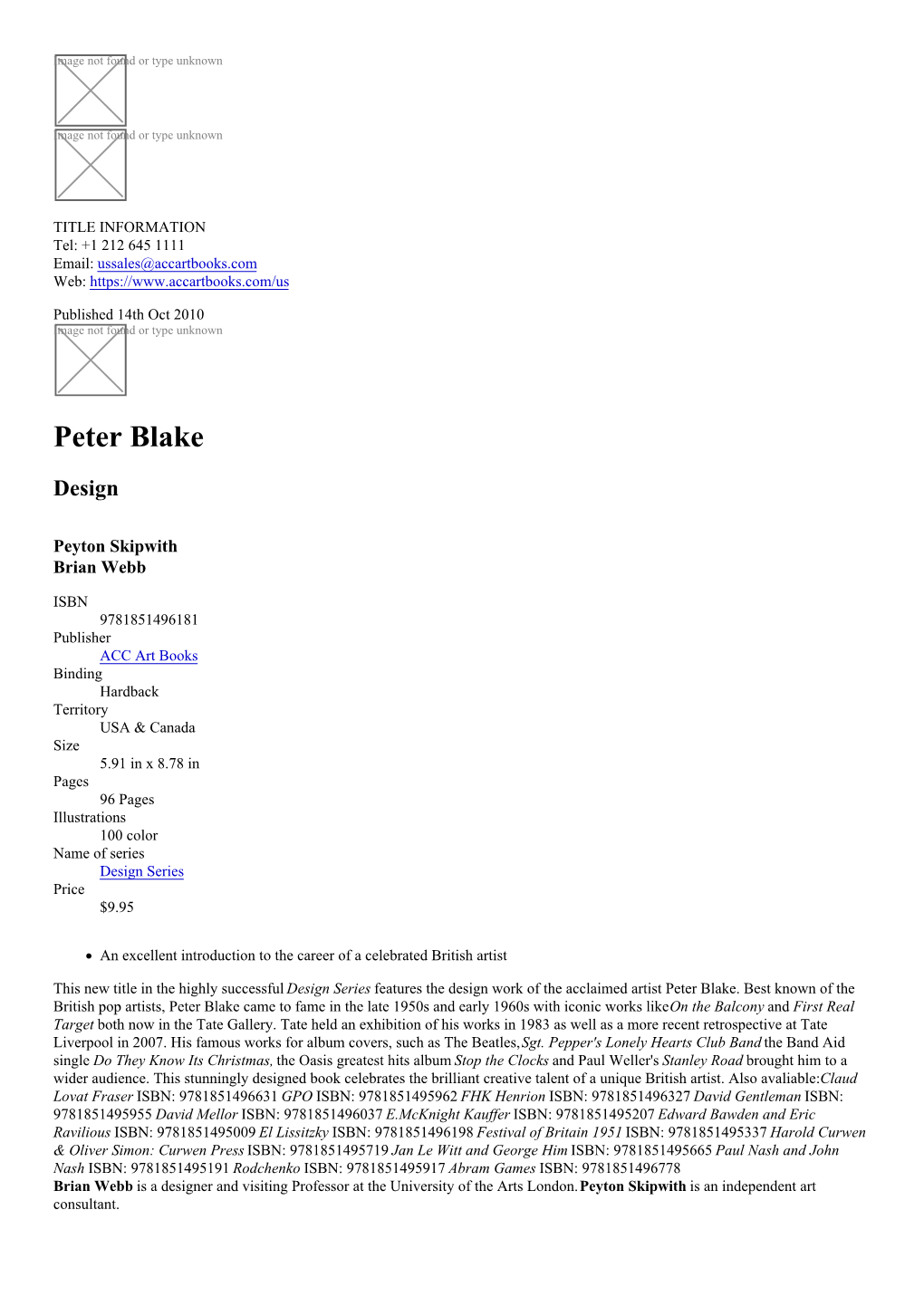 Peter Blake Datasheet