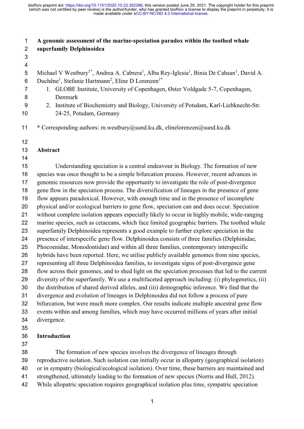 Downloaded the Assembled Genomes and Raw Sequencing Reads from Nine Toothed 403 Whales from the Superfamily Delphinoidea