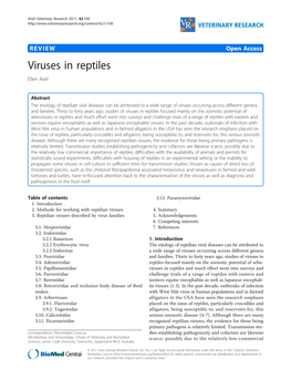 Viruses in Reptiles Ellen Ariel