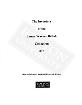 The Inventory Ofthe James Warner Bellah Collection