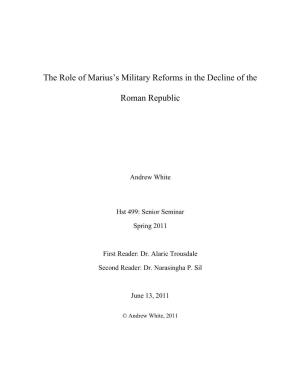The Role of Marius's Military Reforms in the Decline of the Roman Republic