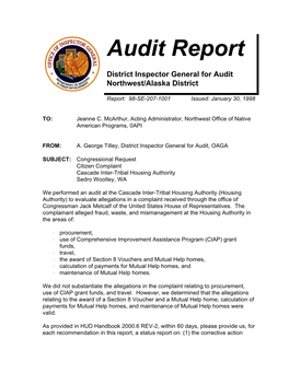 Audit Report No.: 98-SE-207-1001
