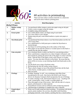 60 X 60 Activities