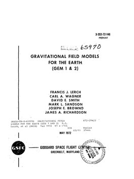 Gravitational Field Models for the Earth (Gem 1 & 2)
