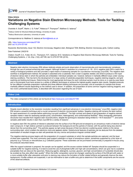 Variations on Negative Stain Electron Microscopy Methods: Tools for Tackling Challenging Systems