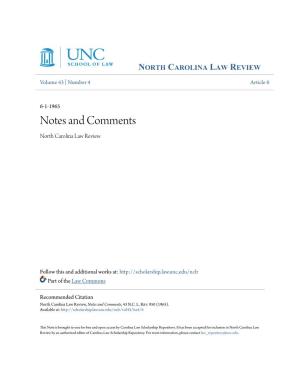Notes and Comments North Carolina Law Review