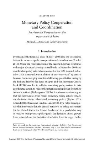 Monetary Policy Cooperation and Coordination an Historical Perspective on the Importance of Rules