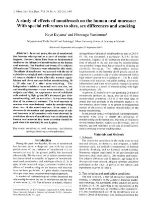 A Study of Effects of Mouthwash on the Human Oral Mucosae: with Special References to Sites, Sex Differences and Smoking