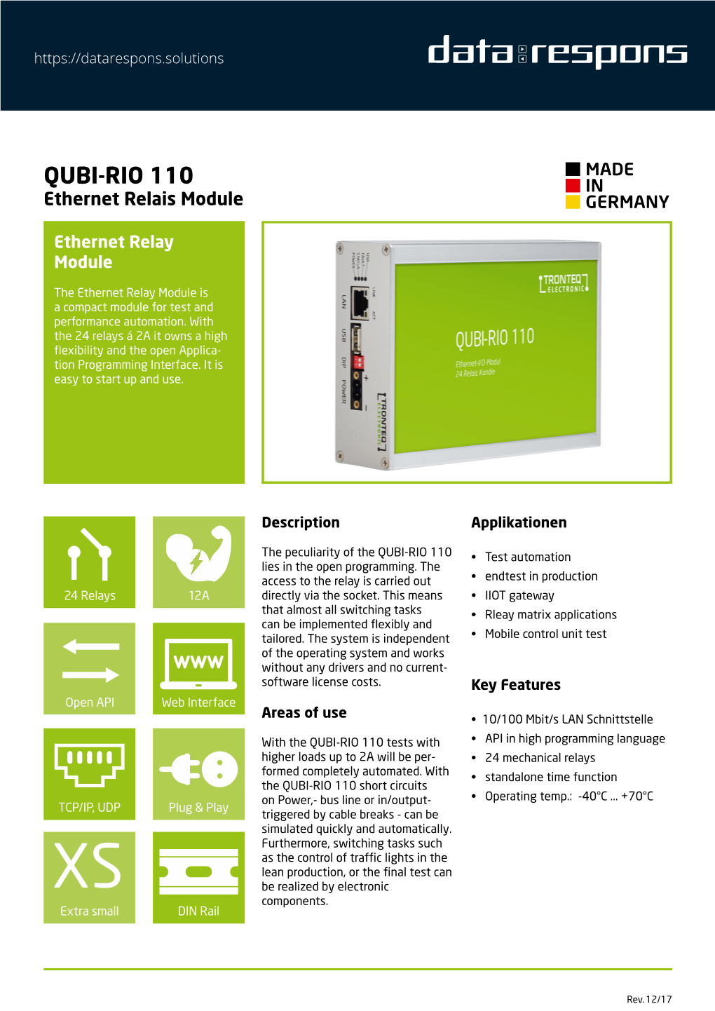 QUBI-RIO 110 in Ethernet Relais Module GERMANY