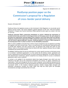 Posteurop Position Paper on the Commission's Proposal for A