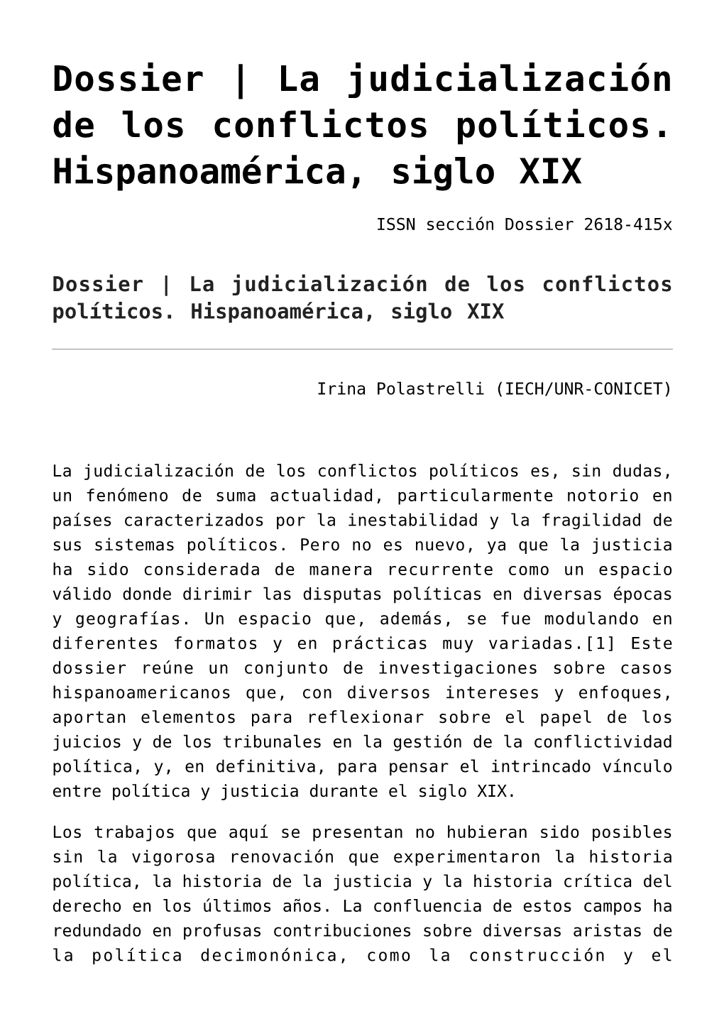 La Judicialización De Los Conflictos Políticos. Hispanoamérica, Siglo ...