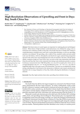 High-Resolution Observations of Upwelling and Front in Daya Bay, South China Sea