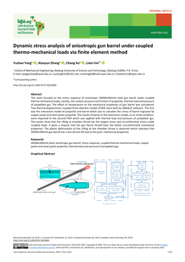 Dynamic Stress Analysis of Anisotropic Gun Barrel Under Coupled Thermo-Mechanical Loads Via Finite Element Method
