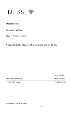 Department of Political Science Yugoslavia: the Process Of