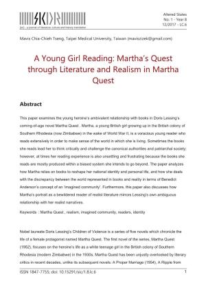 Martha's Quest Through Literature and Realism in Martha Quest