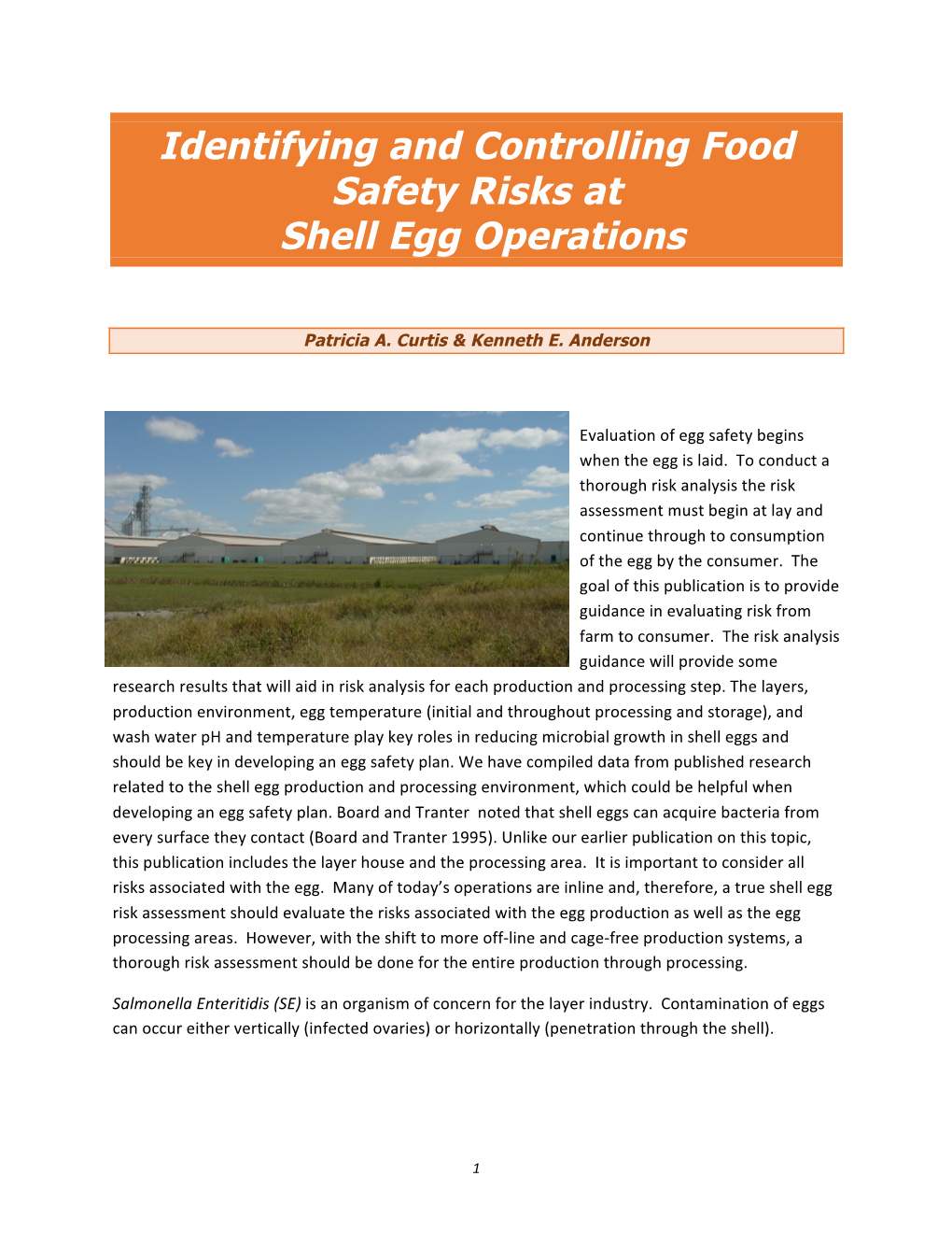 Identifying and Controlling Food Safety Risks at Shell Egg Operations
