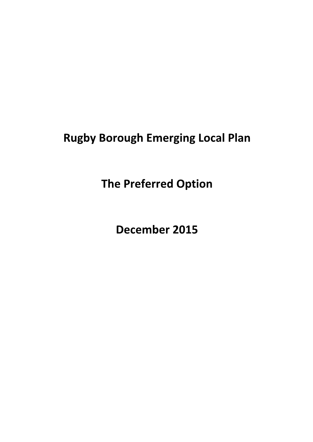 Rugby Borough Emerging Local Plan the Preferred Option