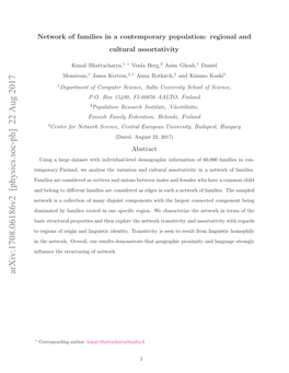 Network of Families in a Contemporary Population: Regional and Cultural