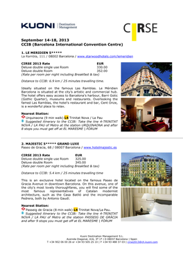 September 14-18, 2013 CCIB (Barcelona International