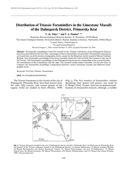 Distribution of Triassic Foraminifers in the Limestone Massifs of the Dalnegorsk District, Primorsky Krai V