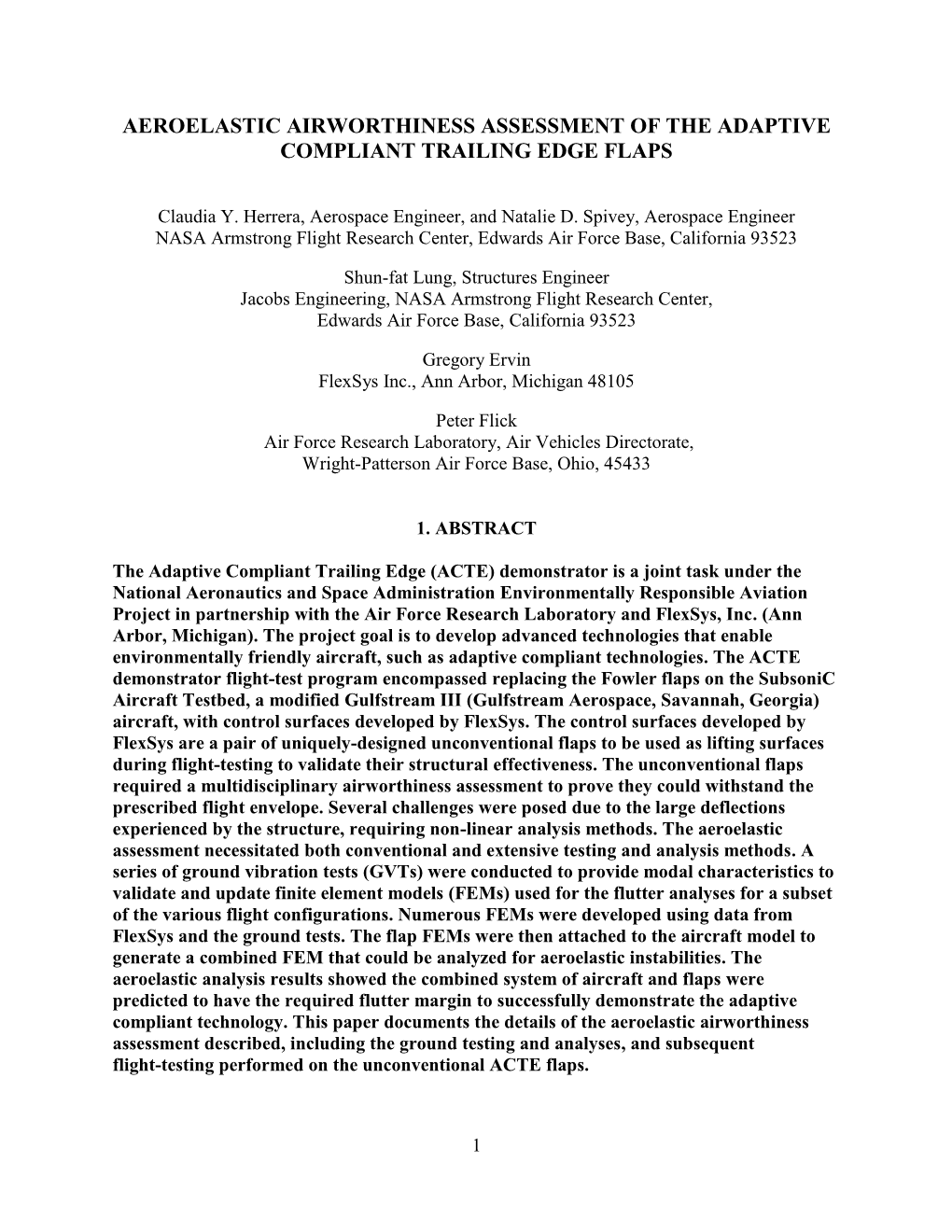 Aeroelastic Airworthiness Assessment of the Adaptive Compliant Trailing Edge Flaps