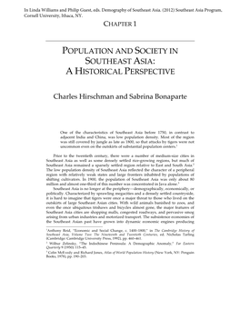 Population and Society in Southeast Asia: a Historical Perspective